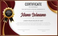 luxe certificat de appréciation modèle avec rouge et or Couleur